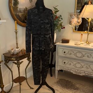 CAbi Camouflage Pantsuit in Black and Gray